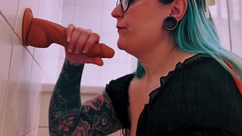 Deep Throat Practice on Big Dildo