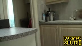 Busty babe Kaz pounded hard doggystyle gets jizz in mouth