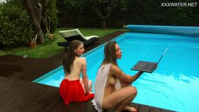 Big tits & tiny tits Russian pornstars in the pool