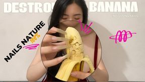 Pierce a Banana Easily With a 6cm Long Real Nail | LINH'S LONG NAIL | CRAZY ABOUT LONG AND NATURAL NAILS