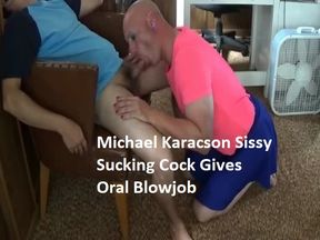 Michael Karacson Sissy Crossdressing Sucking Cock gives Oral