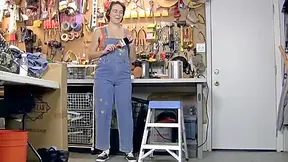 Garage Fun With Sexy Harley And Her Overalls