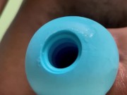 Teen boy using stroker