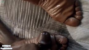 Touching Her Sole With My Hard On and Ejaculating All Over Her Foot