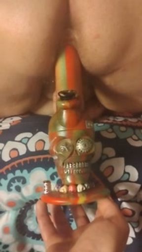 Pussy puffing bong dong smoke poke hollow dildo filled hole