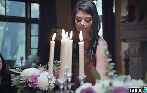 Milf orders stepdaughter to serve dinner guests naked