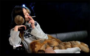 Seductive Russian Dream Smoking Cigarette Outdoor Escape