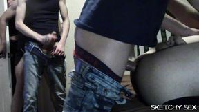 ”Queue for the gay booty”