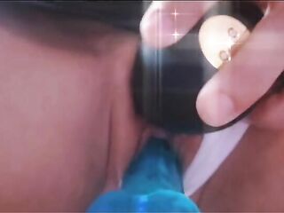 Close Up Snatch Fuck Riding Dildo with OF Sweetheart @nephilaaranea - Loud Moaning Rose Toy Orgasm