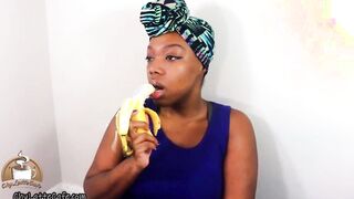 Mommy Banana Blow Job Bushy Twat Tease by African mom