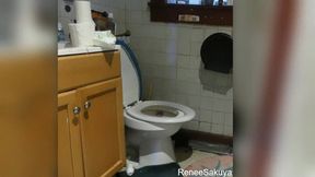 Using bathroom smelling shoes, toilet gets stopped up, plunging it, plunger fetish, full video 640p