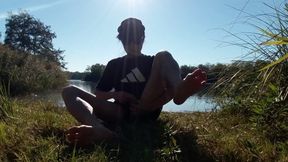 Caught wanking outdoors but still need to cum greedy boy