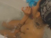 Sexy Puerto Rican takes a bubble bath