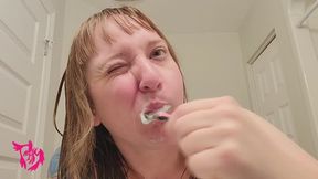 Brushing Teeth with Wet Hair Topless