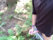 hiking dude shows his cock and cums