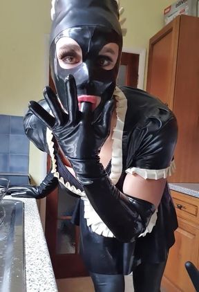 Really Should Be Concentrating on My Chores and Not Flashing the Camera Latex Maid