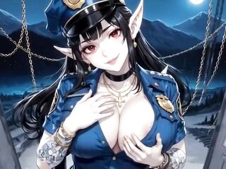 Comics Cute Police Officer Showing Tits, Ai Animation