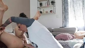 she tongues his shaft while fingering&#x1F449; his hole simultaneously
