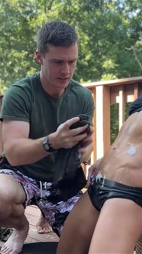 Leo Washes Clothes on Lora's Washboard Abs