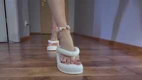 Ruslana - Head Of Slave In Chest Lick White Flip Flops And Heels - Part 2 - HD 1920x1080