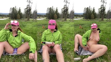MILF strips raw in woods then DESPERATELY jams bottle while MOANING in climax
