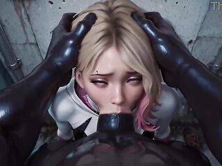 Gwen Stacy Destroyed by BBC - Mouth-Drilled & Cunt Flooded with Cum - AI GENERATED