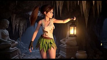 Lara Croft Discovers Hidden Amazon Treasure and Embraces Beautiful Blonde Ancestral Spirit in the Golden Caves