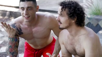 Scarlett Hampton and Emma Sirus celebrate with a wild cheerleader party and group sex