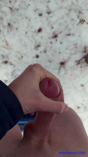 Handy POV - Twink Wixt His Cock in the Forest - in Winter