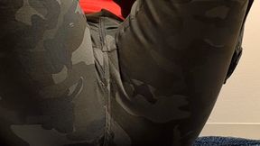 Slow, Lazy Wetting in Green Camo Pants while Reading on the Bathroom Floor