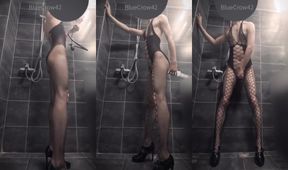 Crossdresser in lace panties gets enema then pounded til she gushes cum