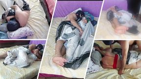 Sensual Massage of a Hot Couple with Oil on the Body. Foreplay in the Bedroom with an Amateur Couple.