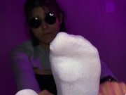 White Socks Footjob / Sockjob Cum on Toes - Ava Brooke