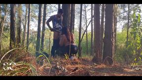 Wife Fucking in the Woods with the Black Big Dick