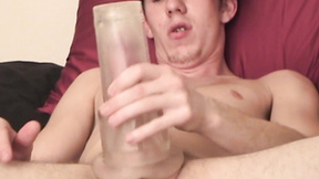 ”Amateur man masturbates with fleshlight & enjoys”