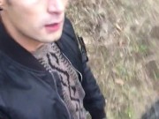 Middle eastern guy outdoor jerking in the camp