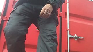 Public roadside naked ejaculation