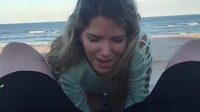 Beach Babe Sucks Cock POV-style