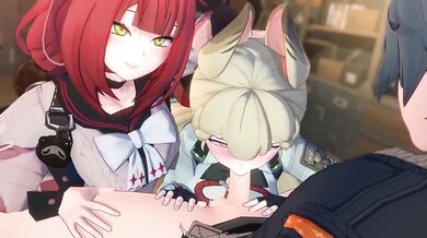 Sweaty gangbang hole in ZZZ threesome with Alice and Yuzuha