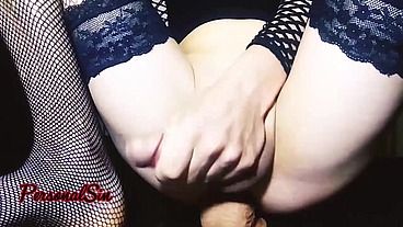 Closeup jerking with huge dildo inside and great cumshot