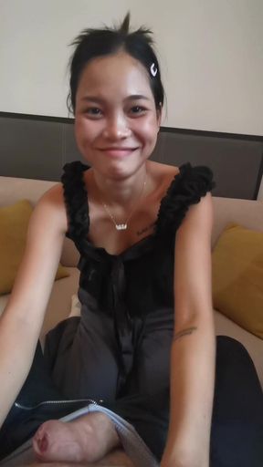 Thai Bar girl gets invited to suck on the tourist's white cock