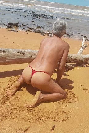 Ladysilva in panties on the beach what a hot ass wanting a male to fuck