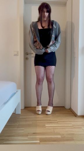 Crossdresser Femboy Teasing as Party Slut