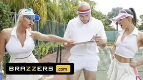 Phoenix Marie & Kelsi Monroe Compete For Their Tennis Instructor's Cock But They End Up Sharing It - Hot