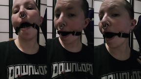 oh i wasn t *just* wearing my leather muzzle, i had this tight ball gag underneath too, and ended up covered in quite a bit o...