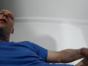 Kudoslong in t-shirt posing and wanking until he ejaculates spurting cum all over his t-shirt