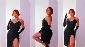 Seductive Beauty in Black Dress Enjoys Intimate Fun Moments