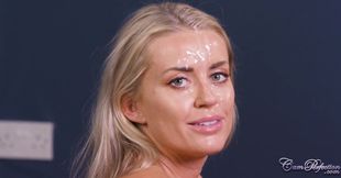 Decorate Her Face with Facial Cumshot - blonde slut fucked by older dude