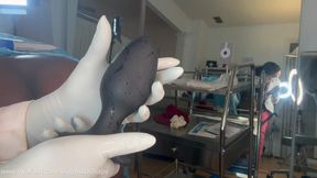 Nurse O - double gloved "gyno" - clinical MedFet Femdom, anal training & caged orgasm