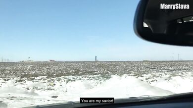 Her perfect ass red raw biting cold winter car sex